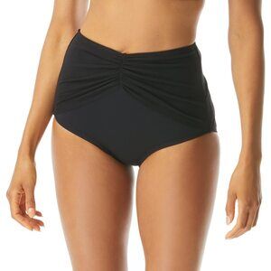 COCO REEF Diva High Waist Classic Bikini Bottom with Mesh Ruching Black XL